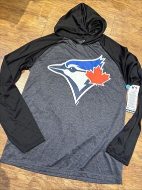 Genuine Merchandise Toronto Blue Jays Black & Gray Hooded Long Sleeve Pullover